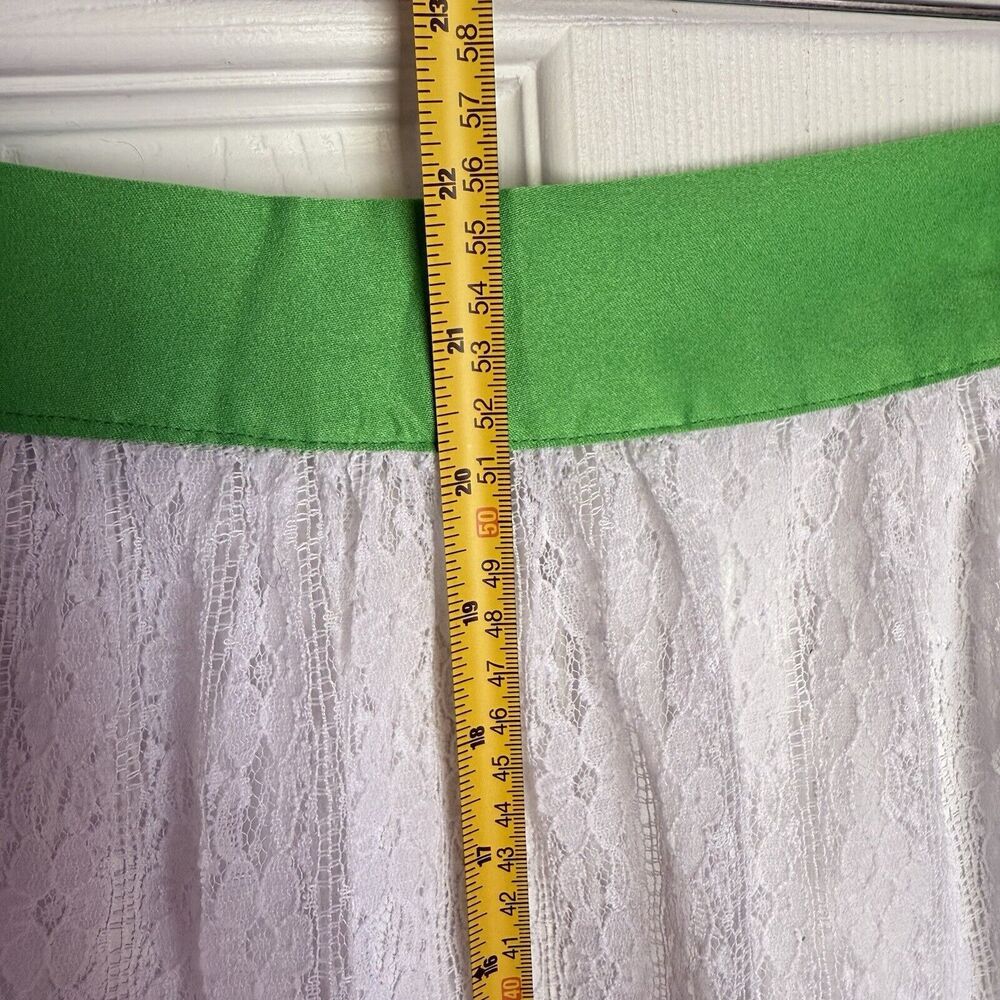 VINTAGE APRON LACE WHITE END GREEN COLOR - Picture 5 of 12